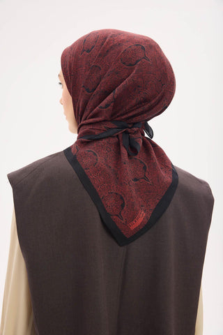 Arve Eşarp Etnik Bordo 90x90