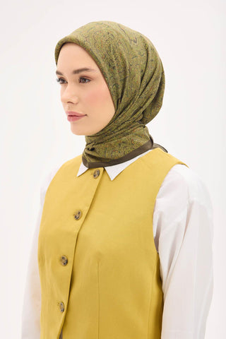 Arve Eşarp Etnik Kahverengi 90x90