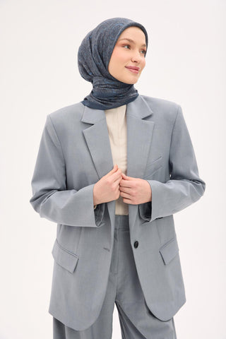 Arve Eşarp Etnik Koyu İndigo 90x90