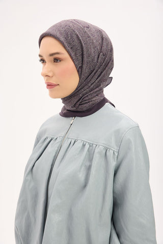 Arve Eşarp Etnik Koyu Mürdüm 90x90