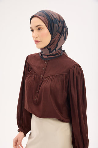 Arve Eşarp Lina Gül Kurusu 90x90 - Arve Eşarp - | Silk Home