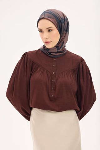 Arve Eşarp Lina Gül Kurusu 90x90 - Arve Eşarp - | Silk Home