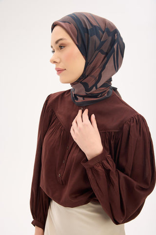 Arve Eşarp Lina Gül Kurusu 90x90 - Arve Eşarp - | Silk Home