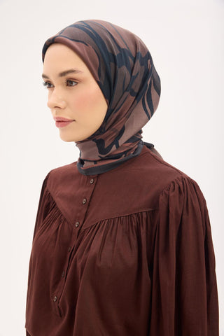 Arve Eşarp Lina Gül Kurusu 90x90 - Arve Eşarp - | Silk Home