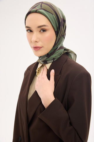 Arve Eşarp Lina Kamuflaj 90x90 - Eco Viskose Şal - | Silk Home
