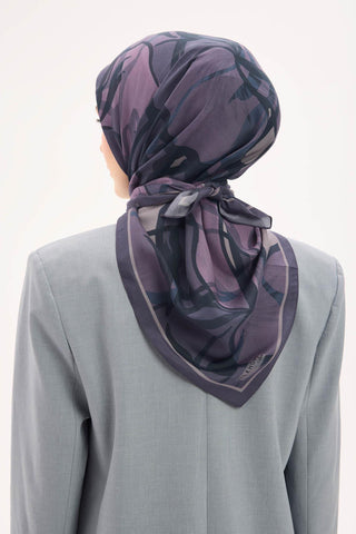 Arve Eşarp Lina Koyu Leylak 90x90 - Arve Eşarp - | Silk Home