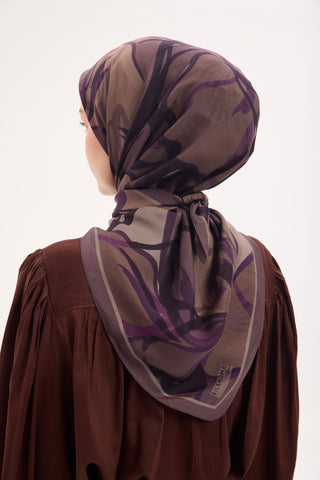 Arve Eşarp Lina Koyu Soluk Mürdüm 90x90