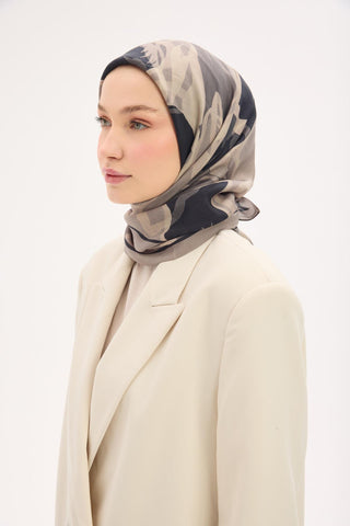 Arve Eşarp Lina Koyu Vizon 90x90 - Arve Eşarp - | Silk Home