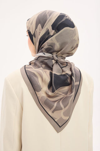 Arve Eşarp Lina Koyu Vizon 90x90 - Arve Eşarp - | Silk Home
