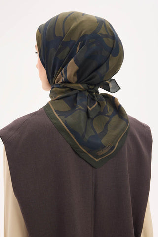 Arve Eşarp Lina Koyu Yeşil 90x90 - Eco Viskose Şal - | Silk Home