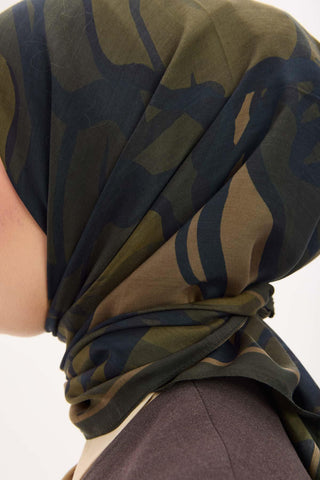 Arve Eşarp Lina Koyu Yeşil 90x90 - Eco Viskose Şal - | Silk Home
