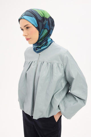 Arve Eşarp Lina Mavi 90x90 - Arve Eşarp - | Silk Home