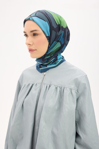 Arve Eşarp Lina Mavi 90x90 - Arve Eşarp - | Silk Home
