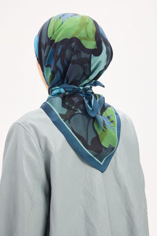 Arve Eşarp Lina Mavi 90x90 - Arve Eşarp - | Silk Home