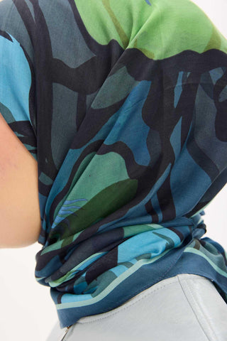 Arve Eşarp Lina Mavi 90x90 - Arve Eşarp - | Silk Home