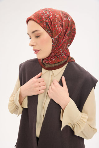 Arve Eşarp Viona Kiremit Bordo 90x90