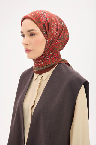 Arve Eşarp Viona Kiremit Bordo 90x90