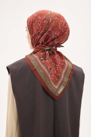 Arve Eşarp Viona Kiremit Bordo 90x90