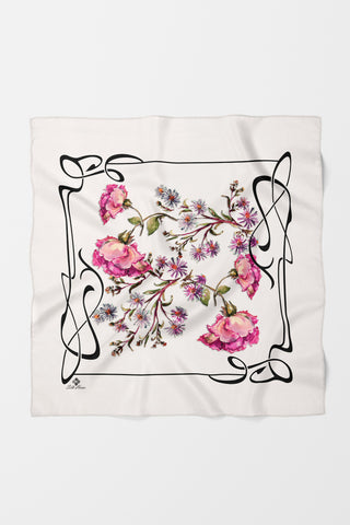 Bandana Çiçek Desen Pudra