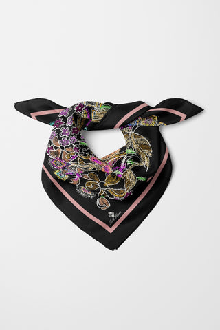 Bandana Çiçek Desen Siyah