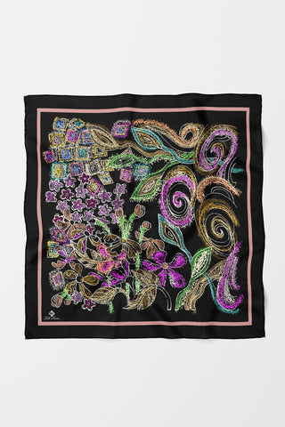 Bandana Çiçek Desen Siyah