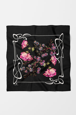 Bandana Çiçek Desen Siyah