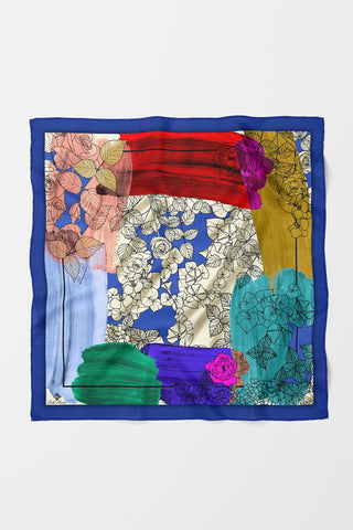 Bandana Yaprak Desen Mavi