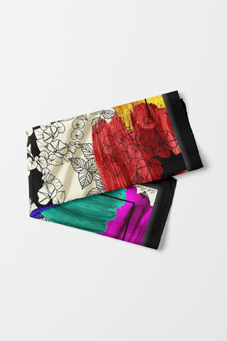 Bandana Yaprak Desen Siyah