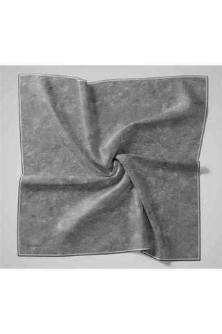 Twill İpek Büyük Boy Eşarp Gri Vintage Çiçek Desenli Tok Duruşlu 110X110