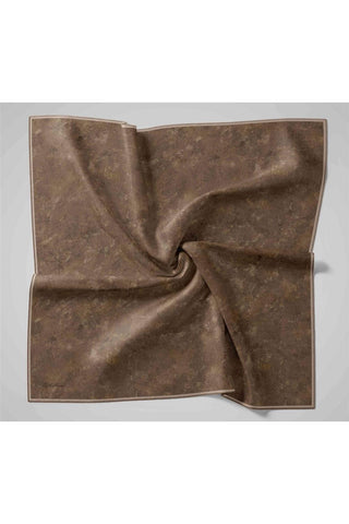 Twill Silk Large Size Scarf, Khaki, Vintage Floral Pattern, Firm Structure, 110x110 cm