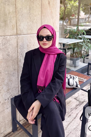 Çift Taraflı İpek Şal Pembe