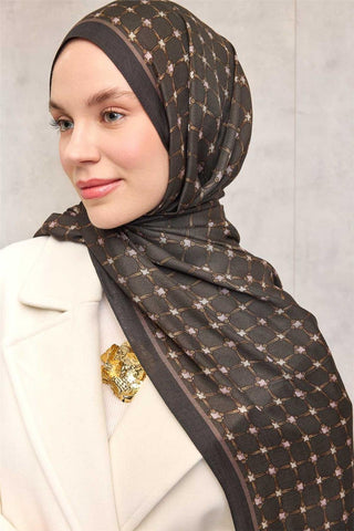 Floş Viskon Organik Şal Kahverengi Halat Desenli Akışkan Dökümlü 75X195