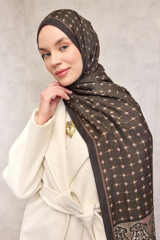 Floş Viskon Organik Şal Kahverengi Halat Desenli Akışkan Dökümlü 75X195