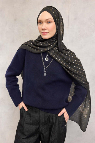 Floş Viskon Organik Şal Koyu Yeşil Halat Desenli Akışkan Dökümlü 75X195