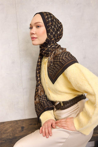 Viscose Organic Shawl, Dark Brown, Rope Pattern, Flowing Drape, 75x195 cm.