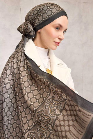 Floş Viskon Organik Şal Latte Halat Desenli Akışkan Dökümlü 75X195