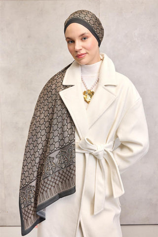 Floş Viskon Organik Şal Latte Halat Desenli Akışkan Dökümlü 75X195