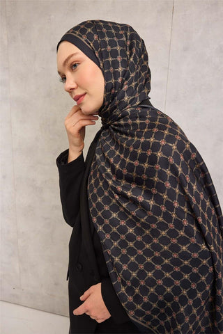 Viscose Organic Scarf, Navy Blue, Rope Pattern, Flowing Drape, 75x195 cm.