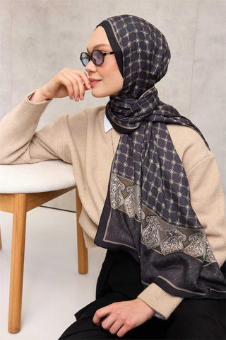 Floş Viskon Organik Şal Morcivert Halat Desenli Akışkan Dökümlü 75X195