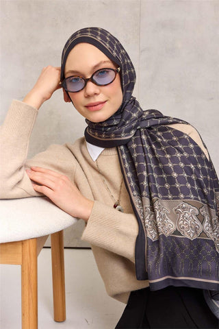 Floş Viskon Organik Şal Morcivert Halat Desenli Akışkan Dökümlü 75X195