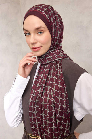 Floş Viskon Organik Şal Vişne Çürüğü Halat Desenli Tok Duruşlu 75X195