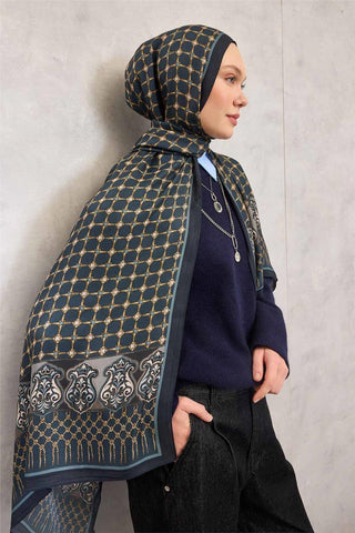 Floş Viskon Organik Şal Zümrüt Halat Desenli Akışkan Dökümlü 75X195