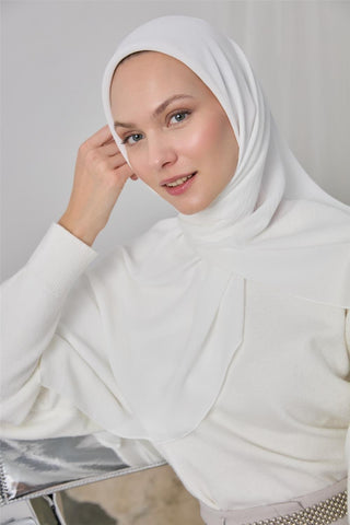 Jazz Fabric Scarf, White Solid Color, Non-Slip, Firm Structure, 90x90 cm