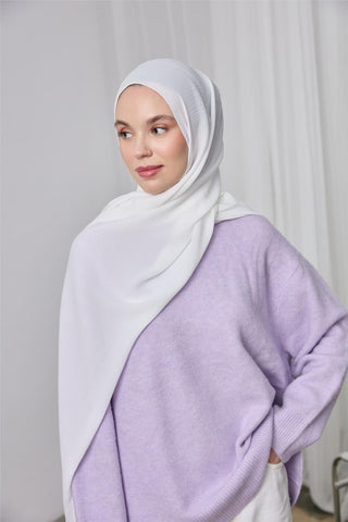Mio Jazz Şal Beyaz Düz Renk Hafif Dokulu 90X180