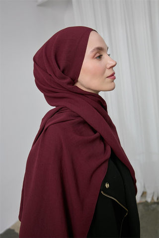 Mio Jazz Şal Bordo Düz Renk Yumuşak Dokulu Tok Duruşlu 90X180