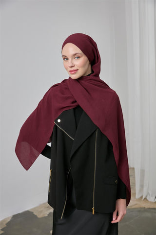 Mio Jazz Şal Bordo Düz Renk Yumuşak Dokulu Tok Duruşlu 90X180