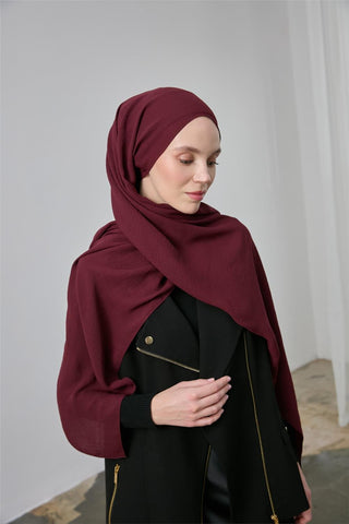 Mio Jazz Şal Bordo Düz Renk Yumuşak Dokulu Tok Duruşlu 90X180