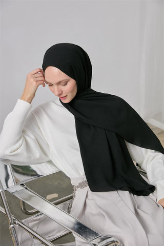 Mio Jazz Şal Siyah Düz Renk Hafif Dokulu 90X180