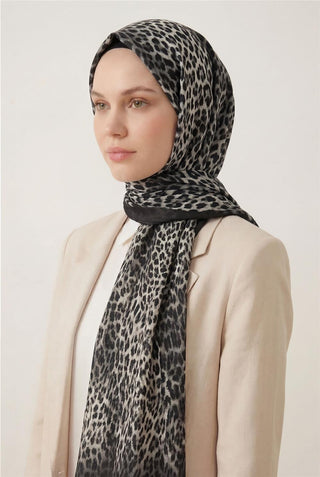 Leopard Print Cotton Dark Gray 90x200 Soft Shawl 