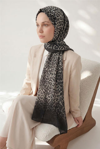 Leopard Print Cotton Dark Gray 90x200 Soft Shawl 